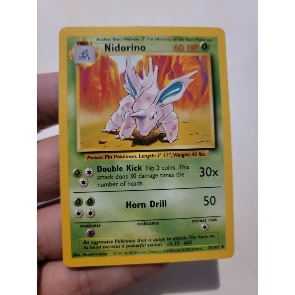 Pokemon TCG Card Vintage 1999 WOTC Game Freak Nintendo Wizards 90s Nidorino